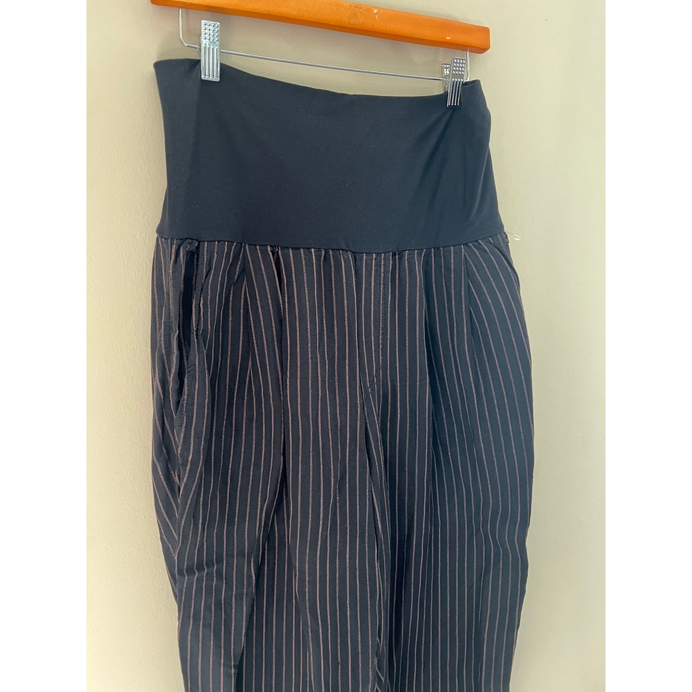 Anthropologie Hei Hei Pinstripe Linen Blend Tapered Pants Gray Boho M